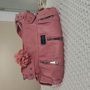 Pink Floral Accent Shoulder Bag